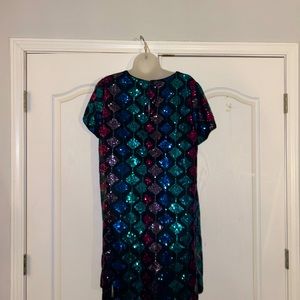 Multicolored sequins A Line dress.